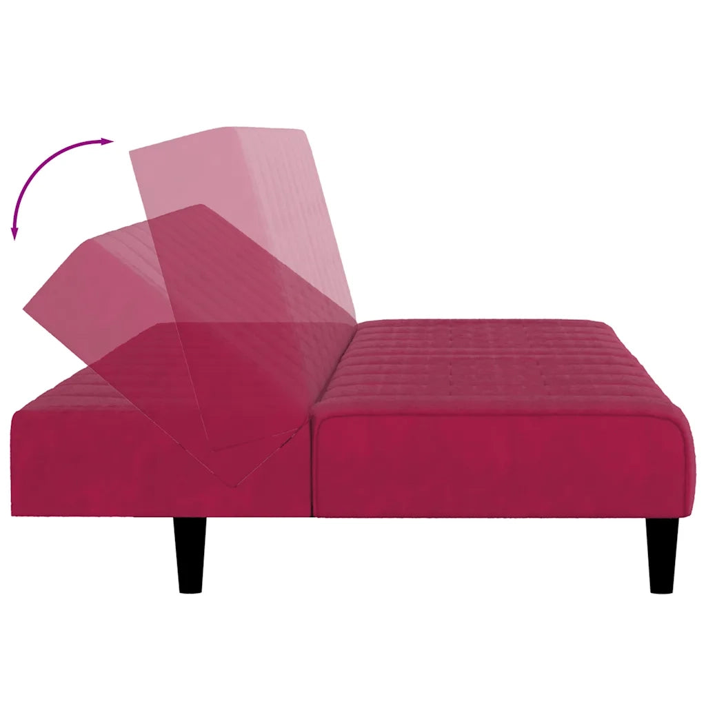 Divano Letto a 2 Posti Rosso Vino in Velluto 375768