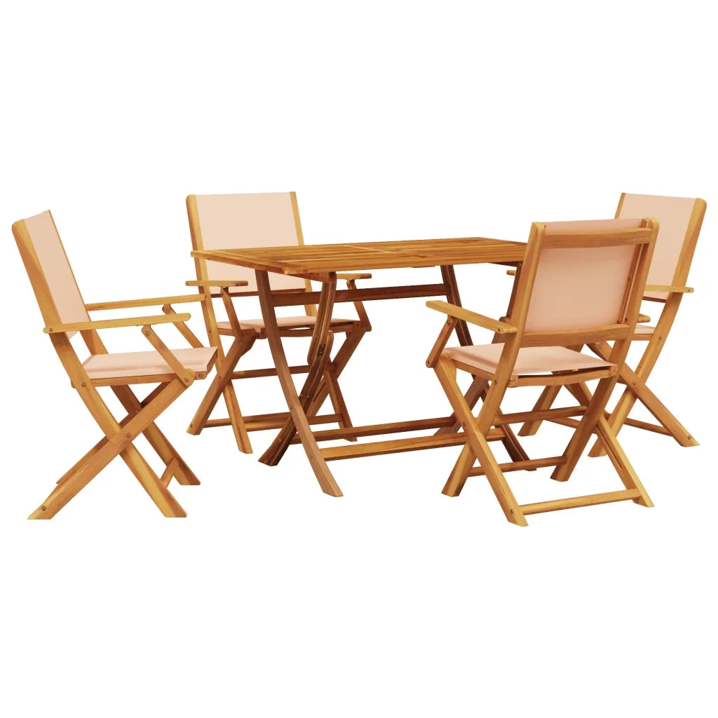 Set Pranzo da Giardino 5 pz Beige in Tessuto e Legno Massello 3281703