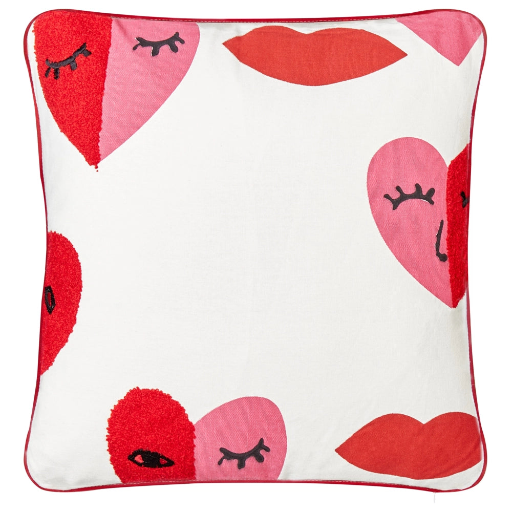 Set di 2 cuscini decorativi in cotone bianco e rosso 45 x 45 cm Modello astratto sfoderabile Quadrato Accessori decorativi moderni