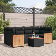 Set Divani da Giardino con Cuscini 7pz Nero Polyrattan 3227476