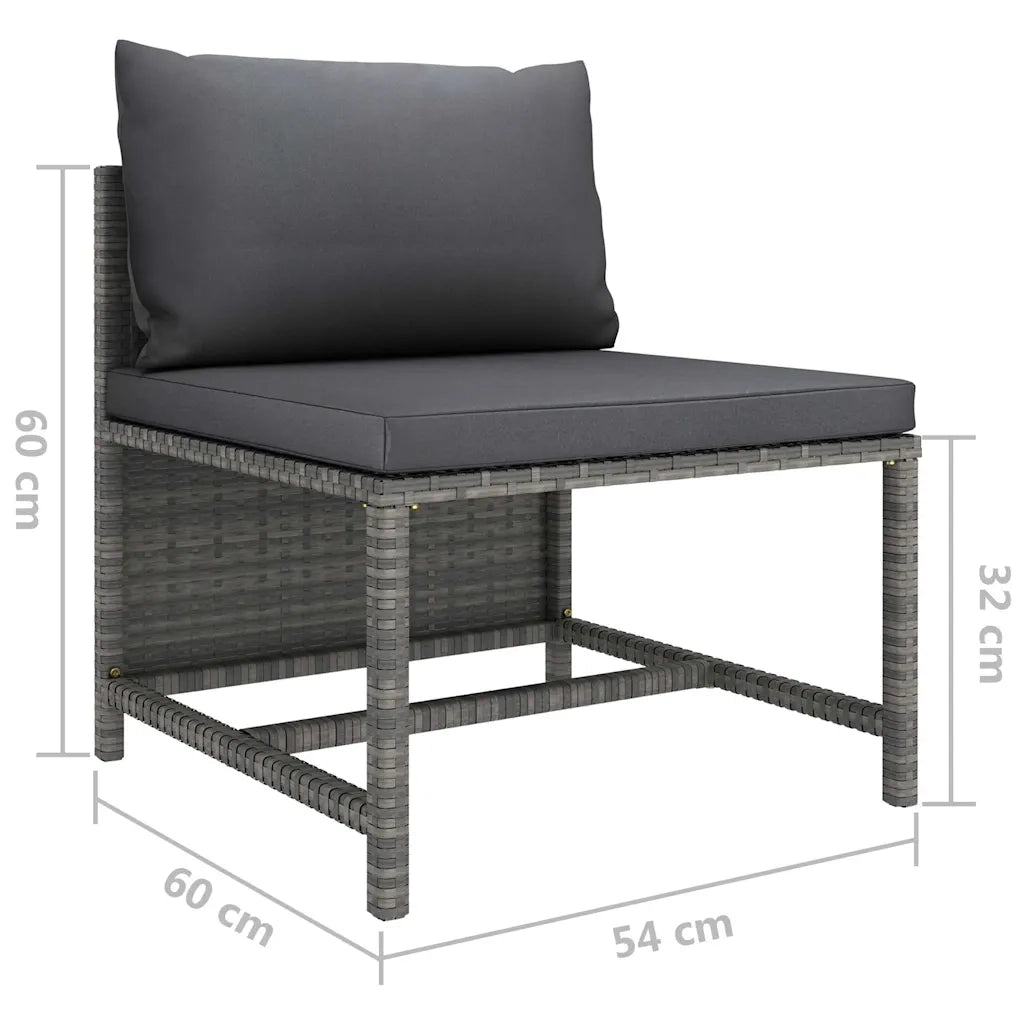 Set Divani da Giardino 6 pz con Cuscini in Polyrattan Grigio 3059755