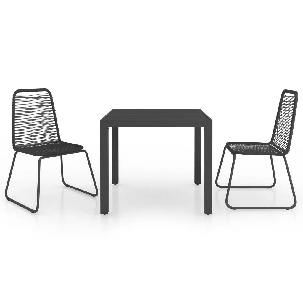 Set da Pranzo da Giardino 3 pz | Set Salotto da Giardino in Rattan PVC Nero