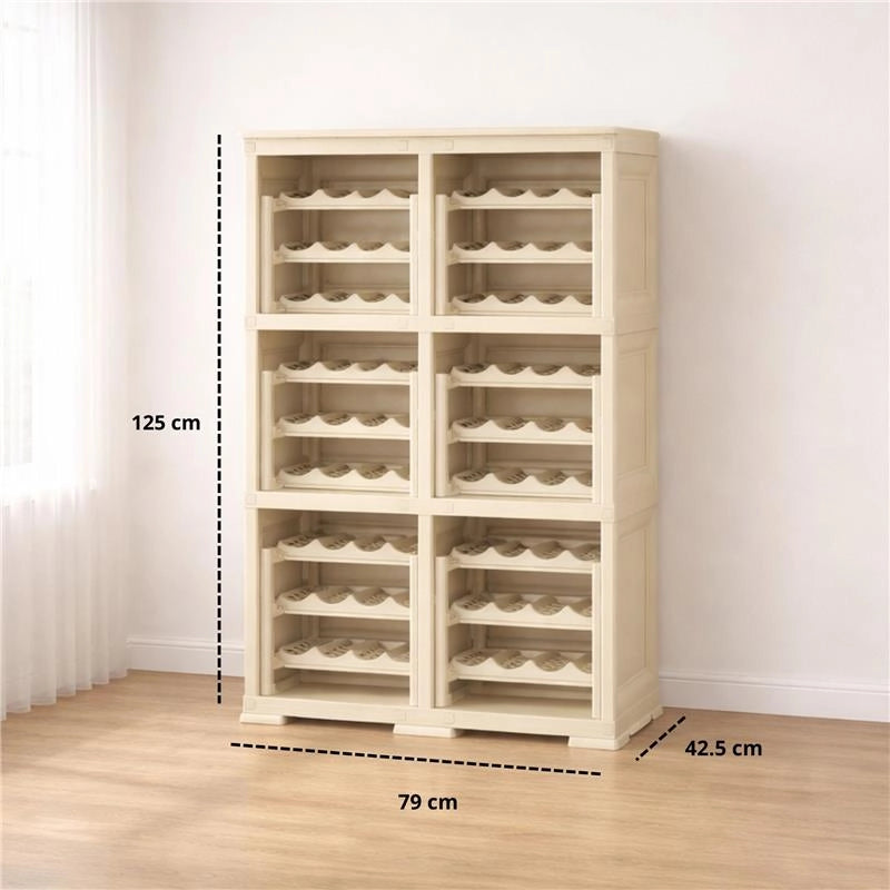 SCAFFALE PORTABOTTIGLIE PER 72 BOTTIGLIE 79X42,5X125 CM – CANTINETTA MODERNA A VISTA SENZA ANTE, MOBILE VINO MODULARE OMNIMODUS