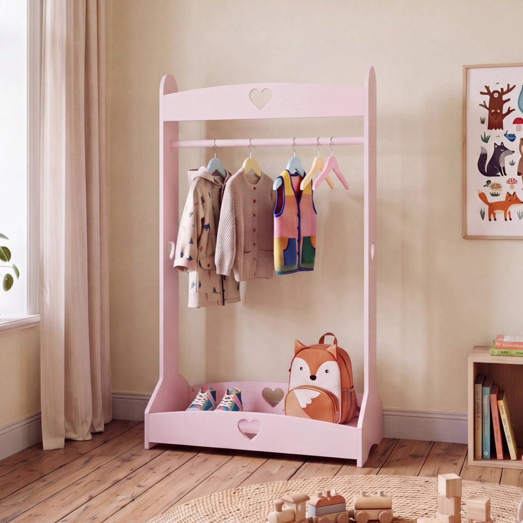 Appendiabiti da Terra Haandsvanssad per Cameretta 126x73x43 cm - Rosa [en.casa]
