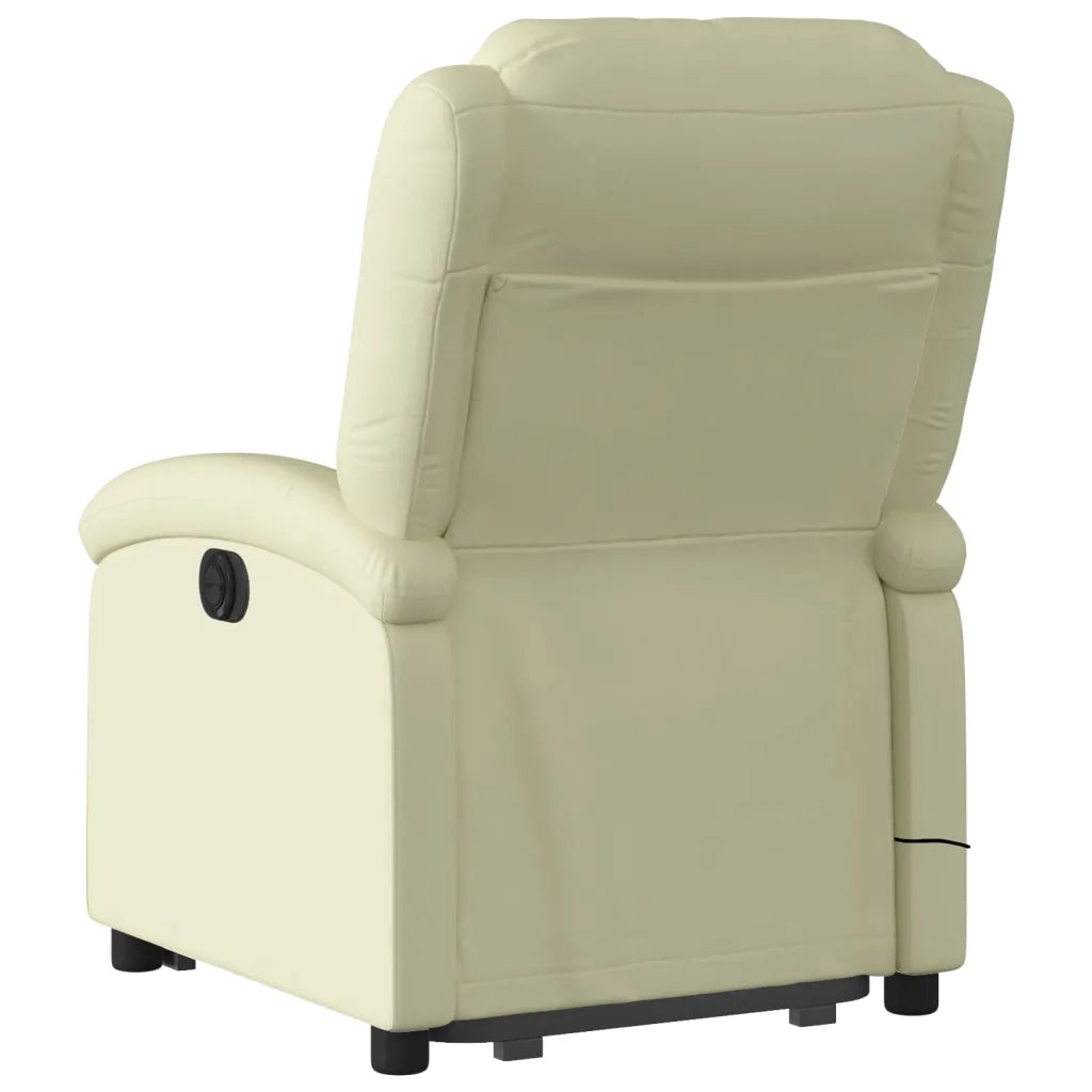 Poltrona Alzapersona Massaggi Reclinabile Elettrica Crema Pelle