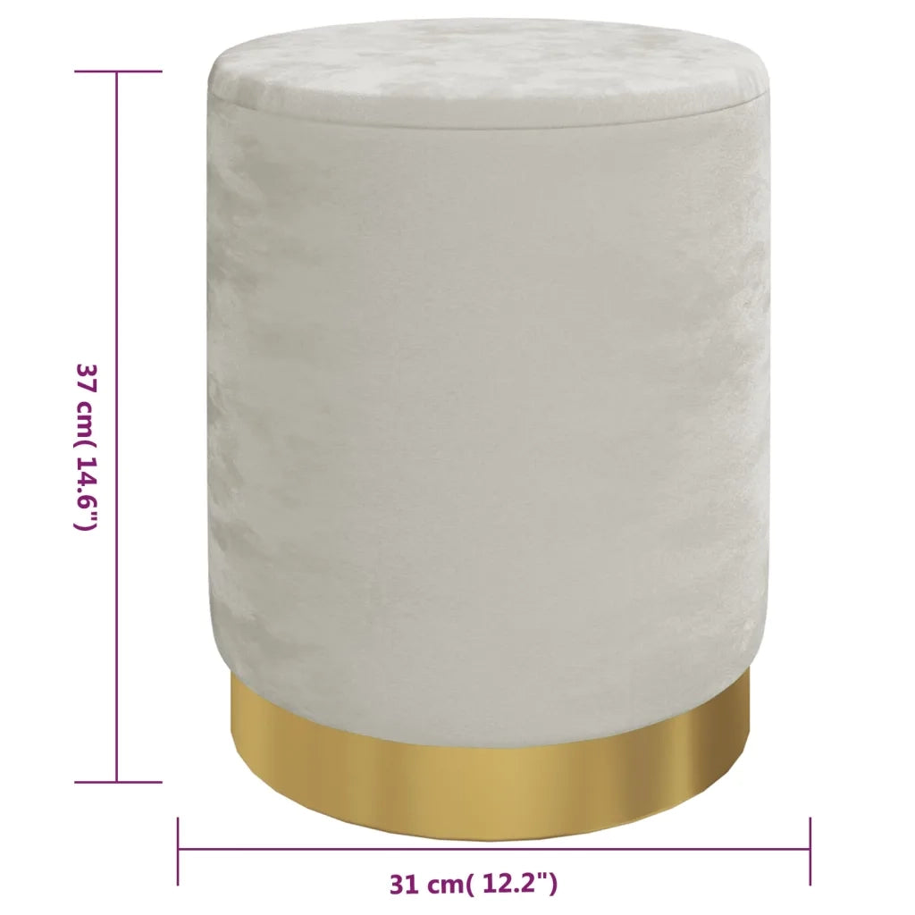 Sgabello Rotondo con Contenitore Grigio Chiaro in Velluto 31 x 37 cm 340285