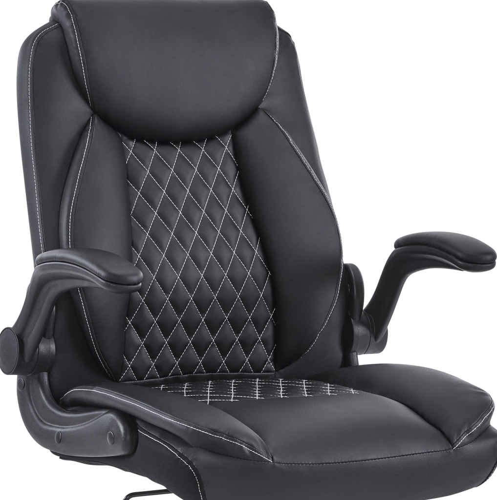 POLTRONA da ufficio ergonomica con supporto lombare Similpelle Nera