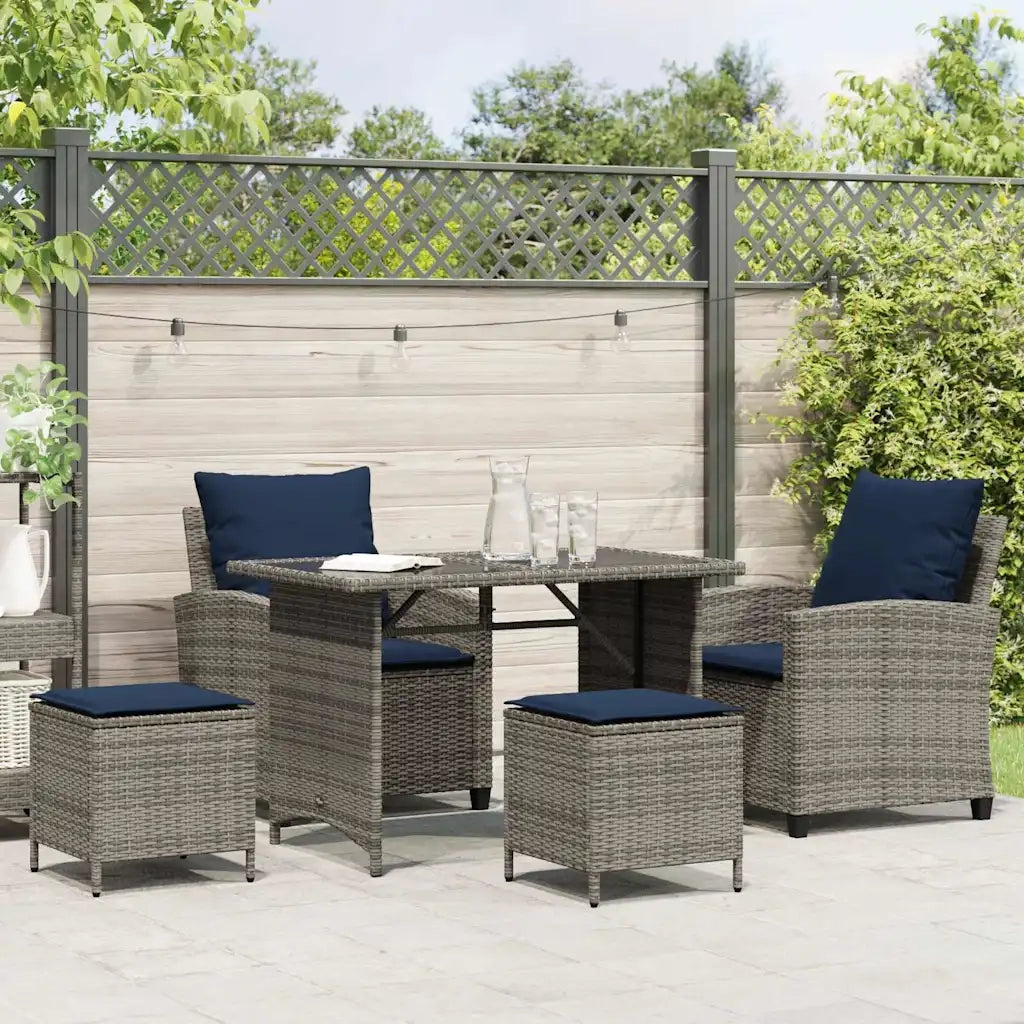 Set Divani da Giardino 4 pz con Cuscini in Polyrattan Grigio CFW7811435