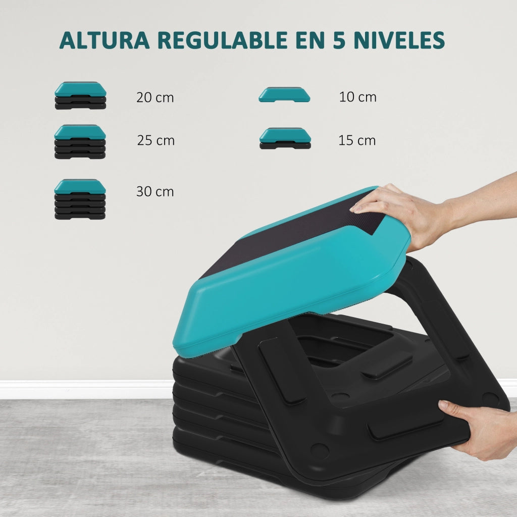 Step Fitness Stepper Antiscivolo con Altezza Regolabile ¨C zephmum ¨C Blu, 10-30 cm, 150 kg