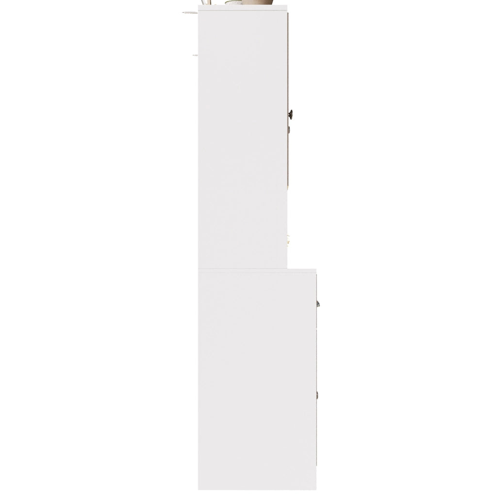 Credenza cucina con LED e ante in acrilico, 140x40x175 cm