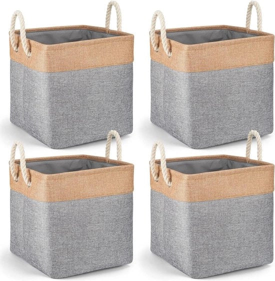 Organizzatori di stoccaggio in tessuto pieghevole - 4 pezzi - abbigliamento giocattoli cassetti di stoccaggio cubici - grigio