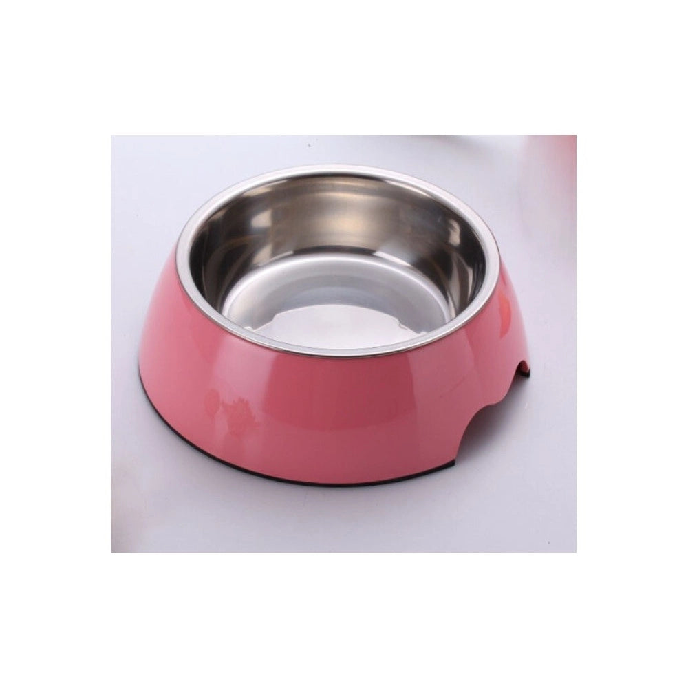 Trade Shop - Ciotola 1 Vaschetta Acciaio Plastica 21x8cm Cocker Cane Gatto Cibo Acqua -