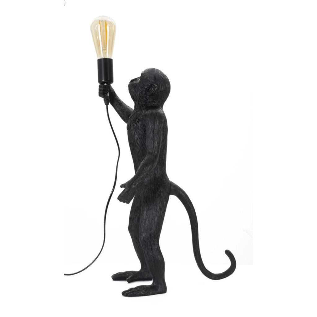 Lampada da Tavolo Scimmia 5, Nero, Poliresina, 26x34x55 cm