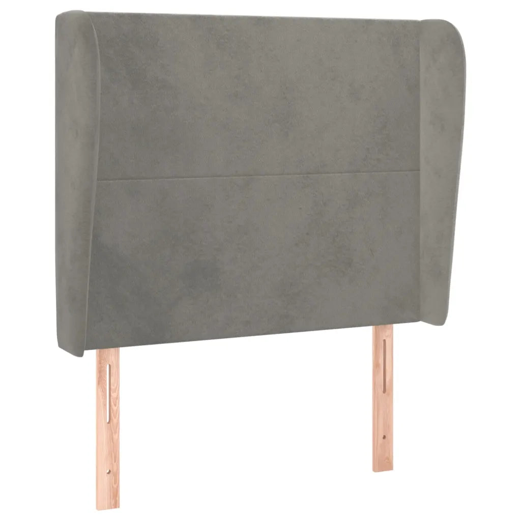 Testiera ad Orecchio-Testata con Orecchie Grigio Chiaro 103x23x118/128 cm in Velluto 515535