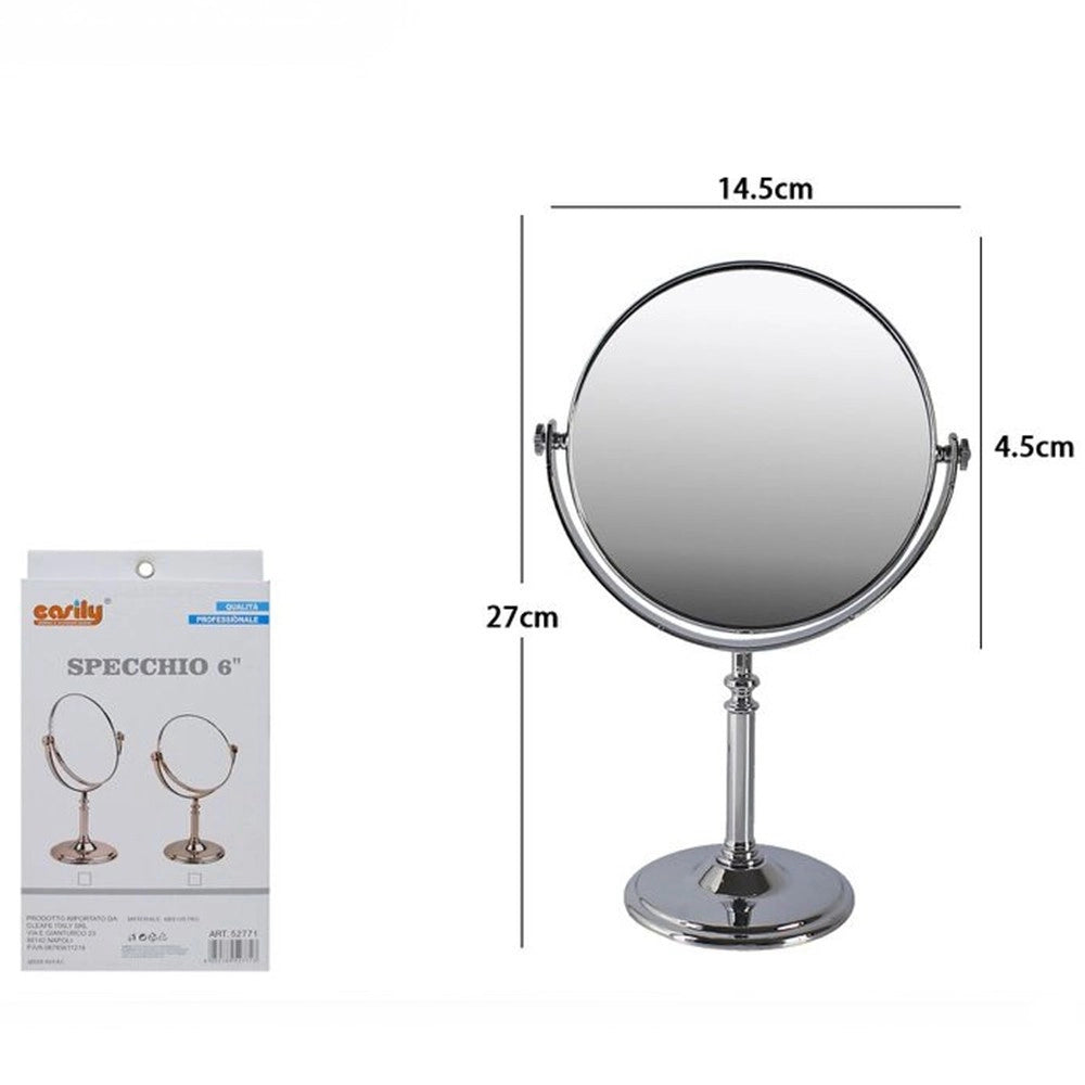 Trade Shop - Specchio 6" Da Tavolo Make Up Trucco Accessorio Appoggio Bagno Donna 27 Cm 52771 -