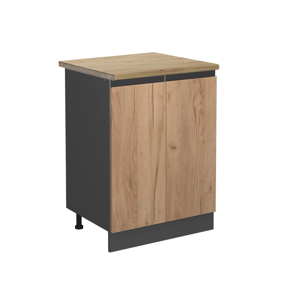 Mobiletto base cucina R-Line Rovere dorato/Antracite 60 cm J-Shape, PL Rovere Vicco