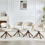 Sedie da Pranzo Girevoli Retro Set 2 ¨C MINIMAL ¨C Crema, Gambe in Legno Massello Noce