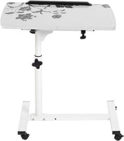 Tavolo da Scrivania Portatile con Ruote e Tavolo da Visita Bianco - Tavolo da Notte Regolabile per Soggiorno e Letto con Supporto per Laptop.