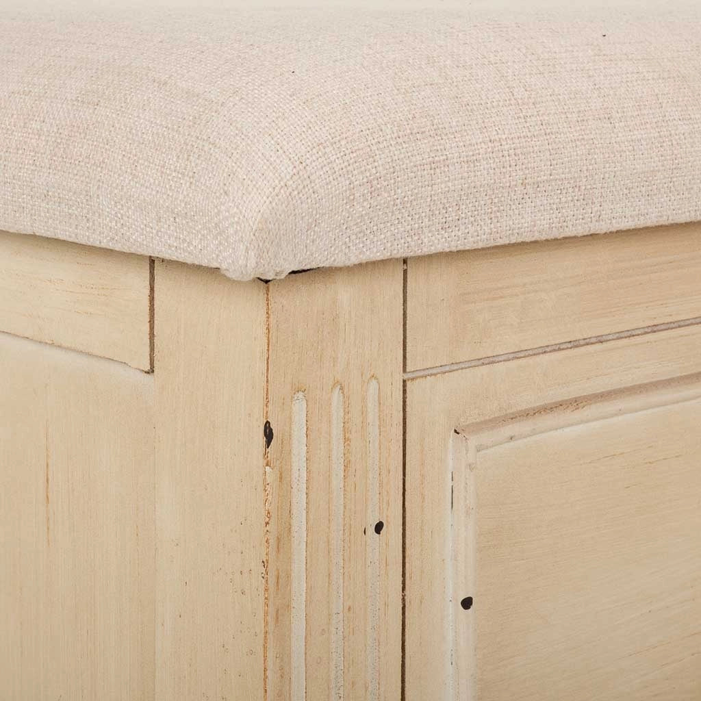 Sgabello beige in legno e imbottita 120x43x48h