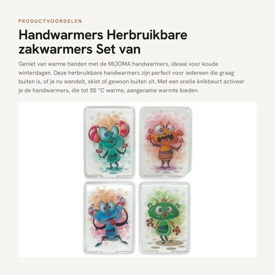 Set di 4 Handwarmers Oplaadbare - Herbruikbare - Fino a 55 °C di Calore - Cappuccio di Plastica Idrorepellente - Stili Moderni - Portachiavi Riscaldanti