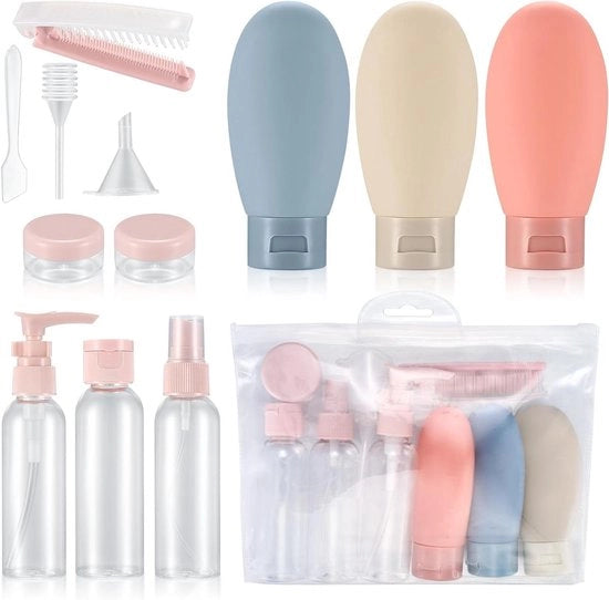 Set di 12 Flaconi di Viaggio per Shampoo e Condizionatore da 60 ml con Portaflaconi per Articoli da Bagno