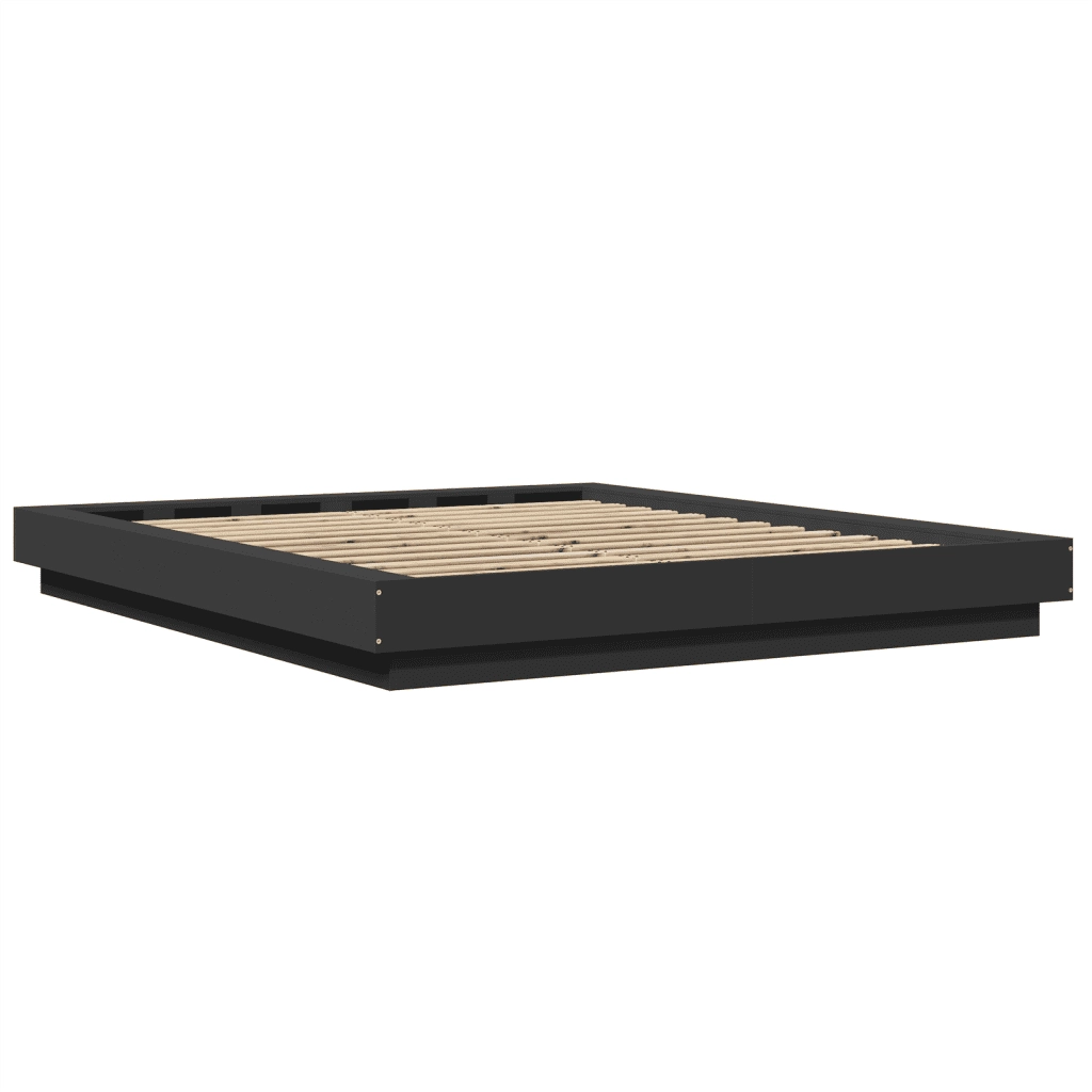 Giroletto con Luci LED Nero 160x200 cm in Legno Multistrato