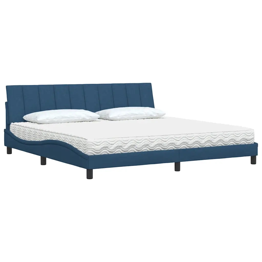 Letto con Materasso Hanko Blu 200x200 cm in Tessuto 3310558