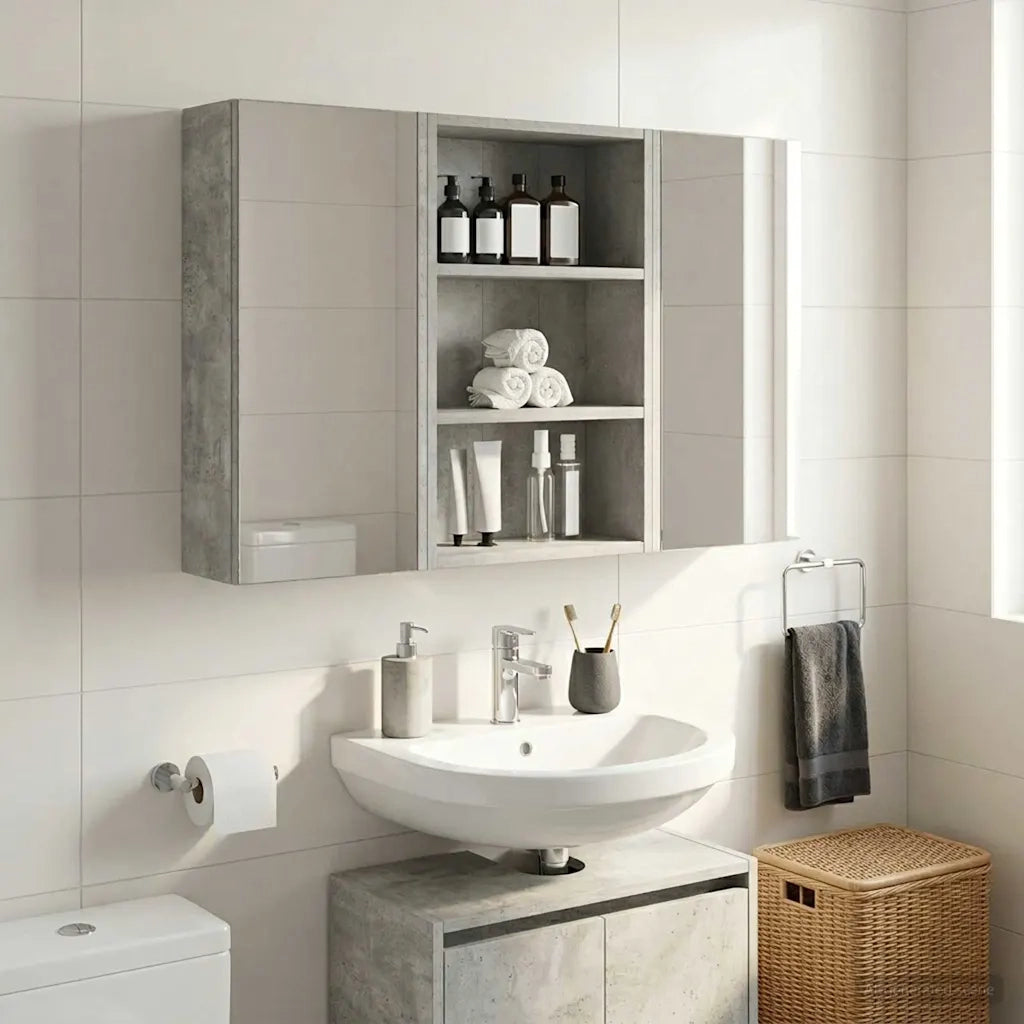 Armadio da bagno a muro Grigio Cemento 40 x 16 x 62,5 cm