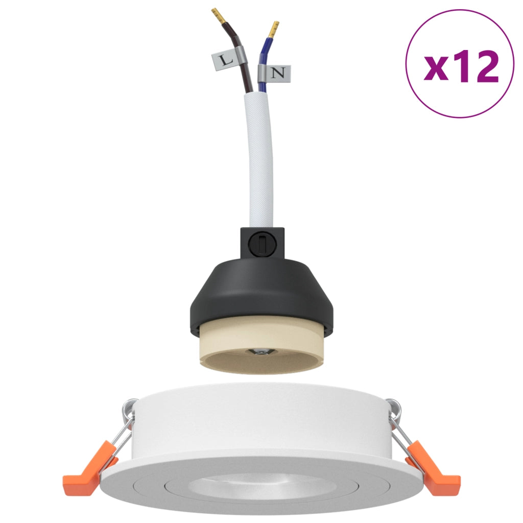 Fari incassati 12 pz Rotondo GU10 Bianco Ã˜91 mm