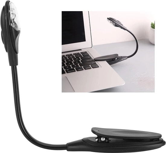 Lampada da lettura portatile con chiusura a vite 180° con LED Mini per lettura comoda per camera da letto e viaggi (Nero)
