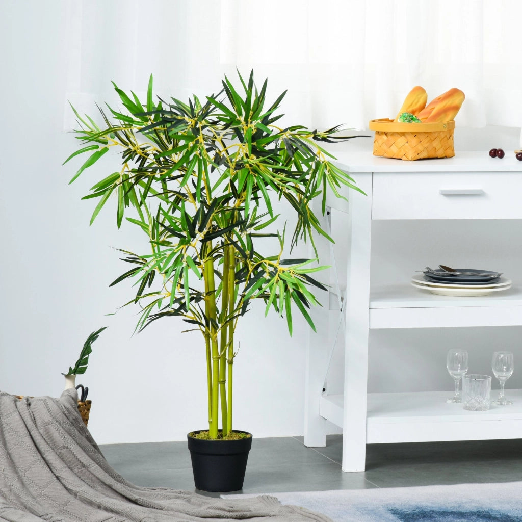 Pianta Artificiale Bambù H120 cm con Vaso Verde
