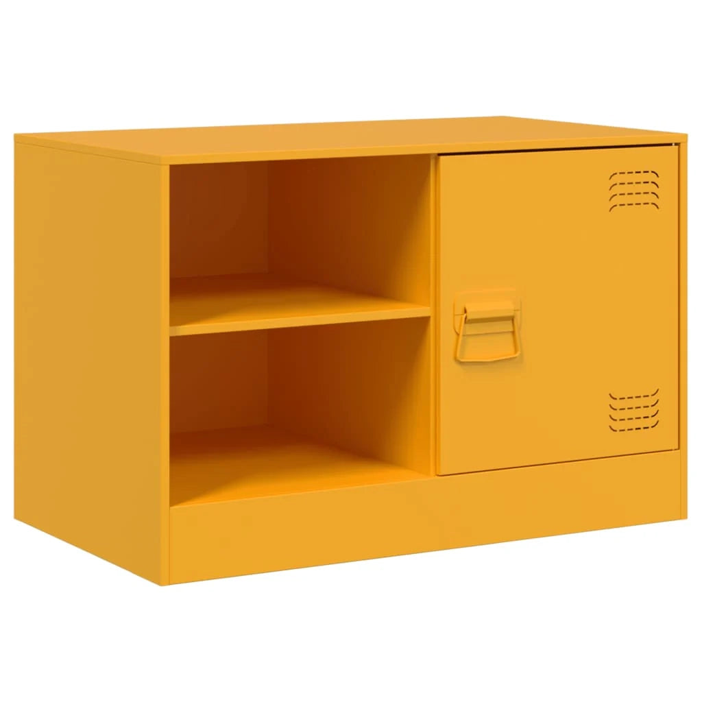 Mobile TV multimediale scaffale TV credenza mobile TV sala da pranzo soggiorno camera da letto 2 pezzi giallo senape 67 x 39 x 44 cm acciaio giallo 02_0028631