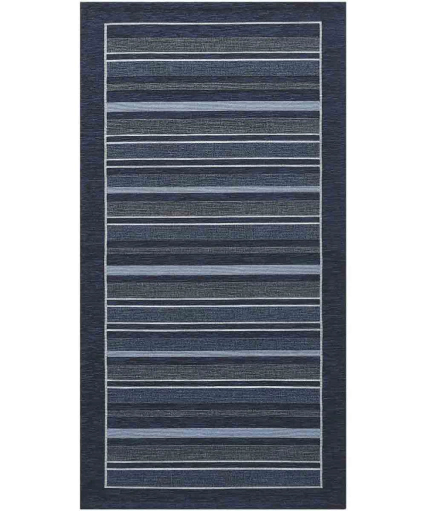 Tappeto STYLE BLU cm.55x240 moderno a righe, passatoia cucina multiuso lavabile velour antiscivolo