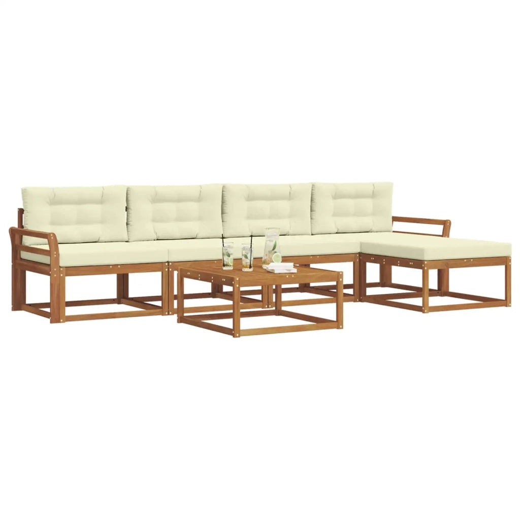 Set di divani da esterno con cuscino 6 pcs Naturale e Crema
