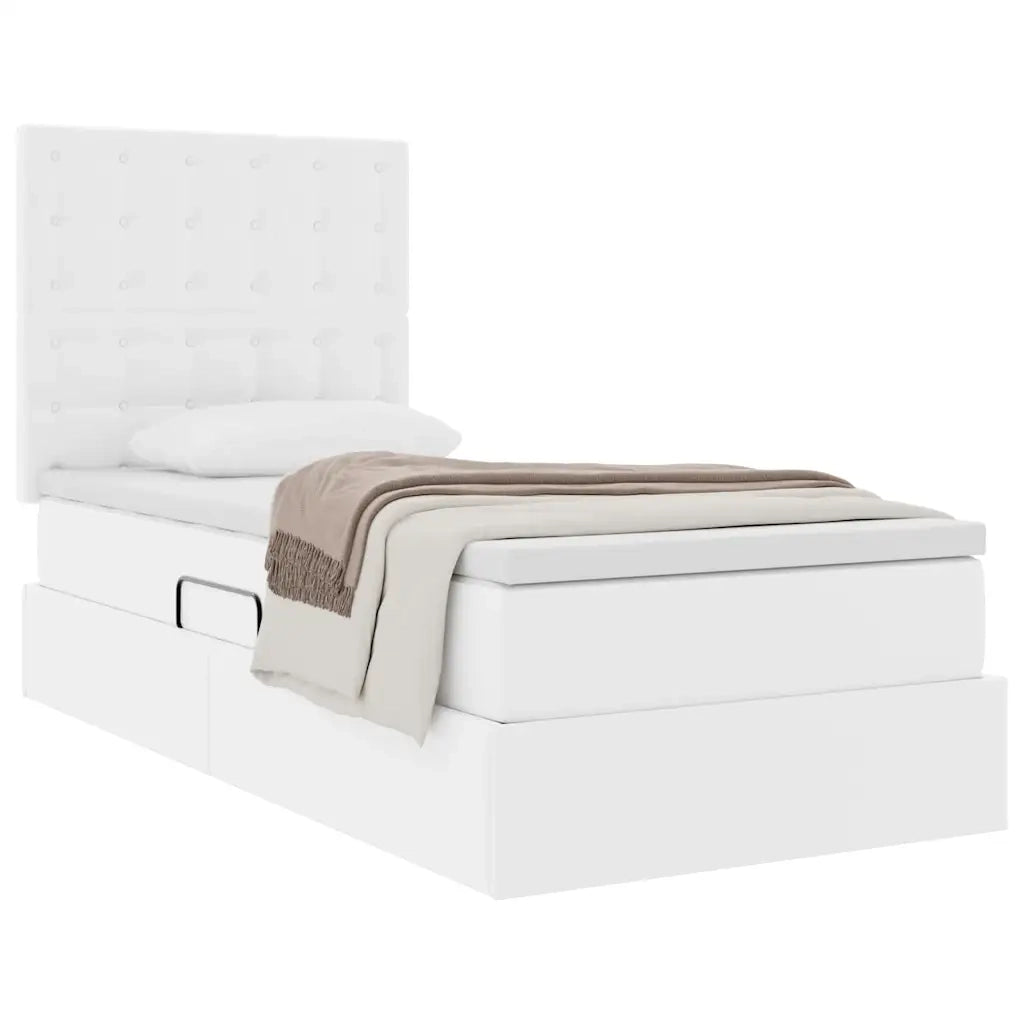 Letto con Contenitore Bianco Puro 90 x 190 cm Pelle Sintetica 3371646