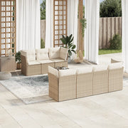 Set Divano da Giardino 8 pz con Cuscini Beige in Polyrattan 3217278
