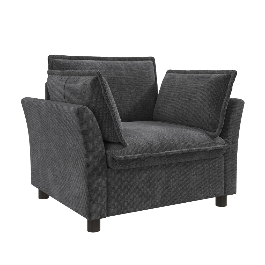 POLTRONA 90x81x87 cm in Chenille Grigia con 2 cuscini