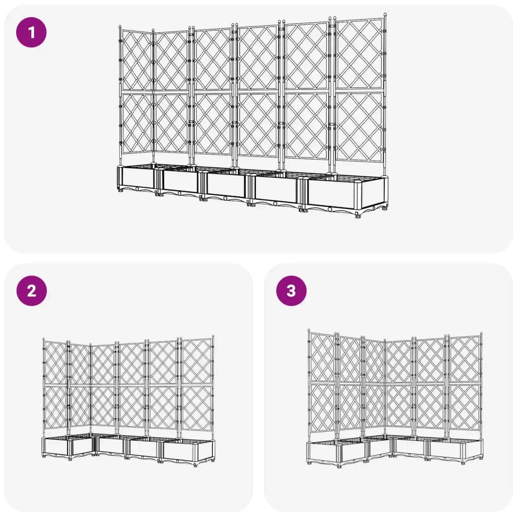 Vaso da giardino 5 pcs Grigio 120 x 120 x 125,5 cm Plastica 42002865