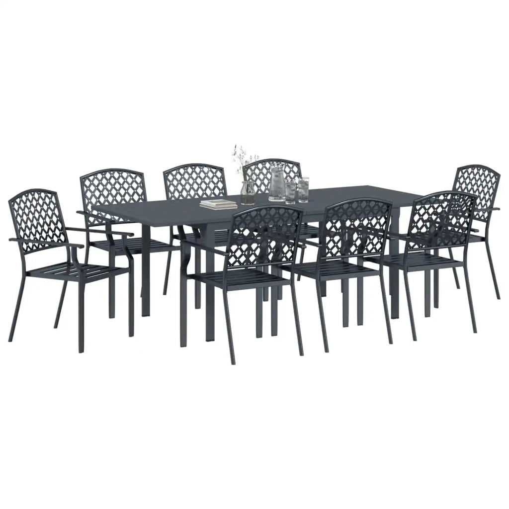 Set da Pranzo per Giardino 9 pcs Antracite Acciaio 3378836