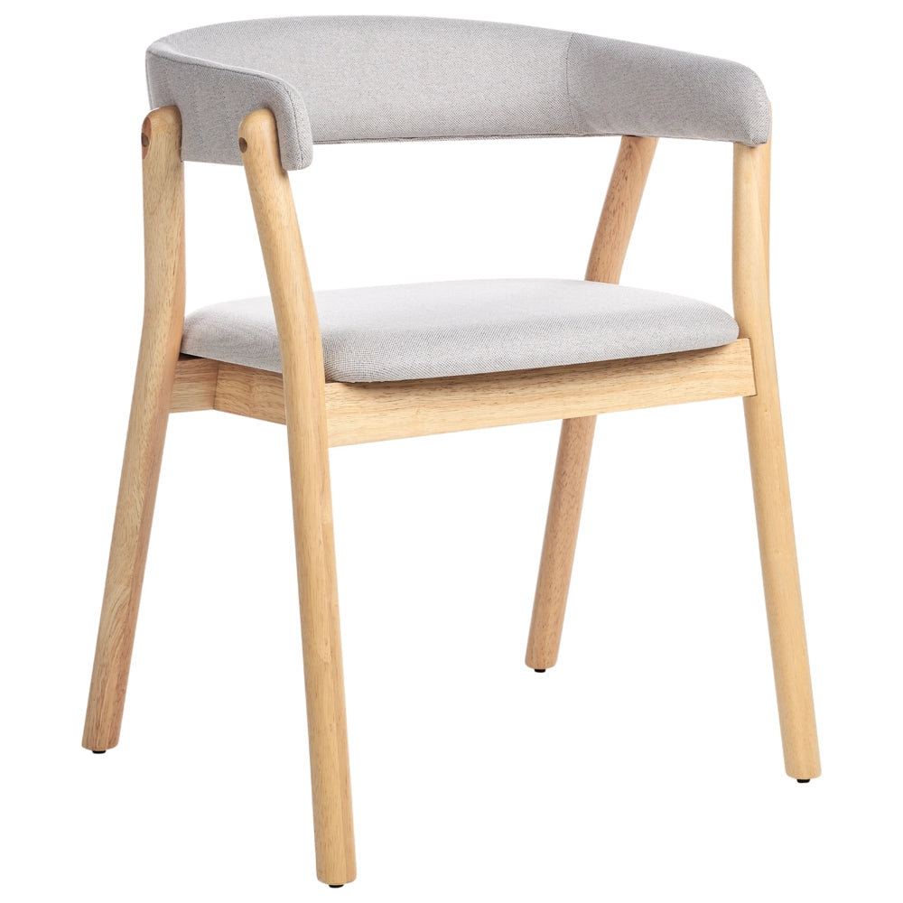 Set di 2 sedie da pranzo in legno chiaro e tessuto poliestere grigio Gambe in legno di gomma Stile retrò tradizionale
