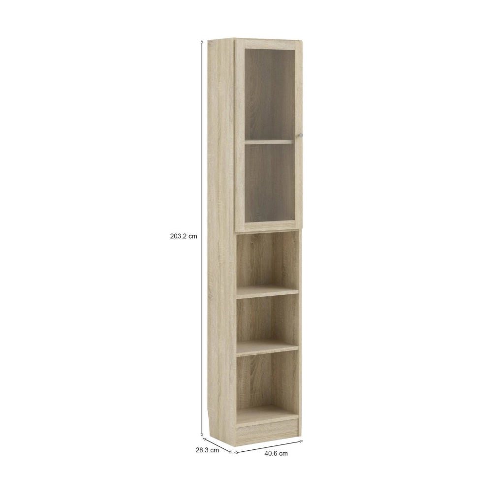 Libreria Greg, Scaffale da ufficio, Mobile portalibri, Biblioteca, 41x28 h203 cm, Quercia