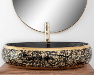 Lavabo Da Appoggio Rea Meryl Black / Gold