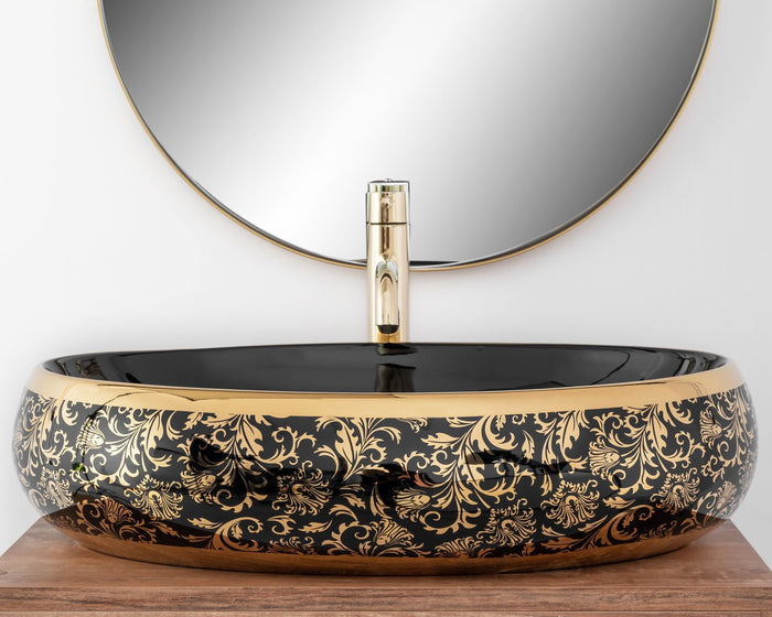 Lavabo Da Appoggio Rea Meryl Black / Gold