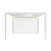 Pergola 3x4m elettrica in alluminio led + tenda 4m, bianco