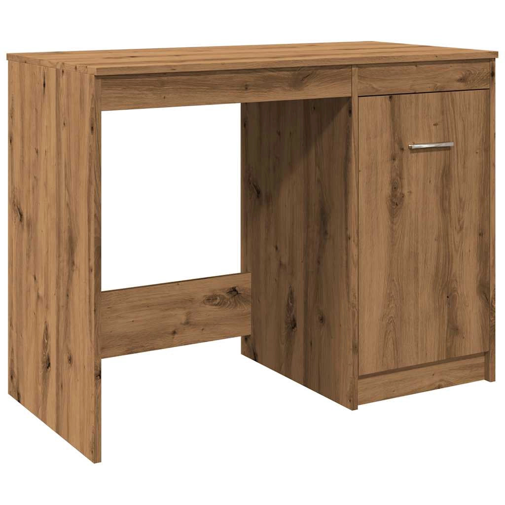 Scrivania tavolo postazione di lavoro mobile per computer studio rovere artigianale 100 x 50 x 76 cm legno ingegnerizzato marrone 02_0023558