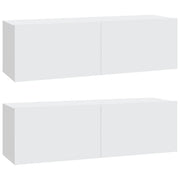 Mobili TV da Parete 2 pz | Armadietto TV | Mobile Porta TV Bianchi 100x30x30 cm Legno Multistrato