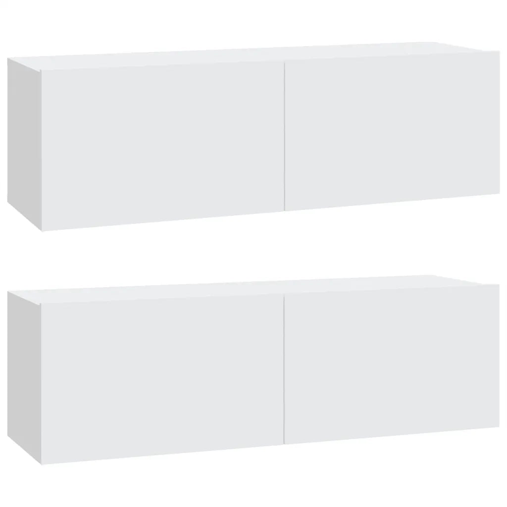 Mobili TV da Parete 2 pz | Armadietto TV | Mobile Porta TV Bianchi 100x30x30 cm Legno Multistrato