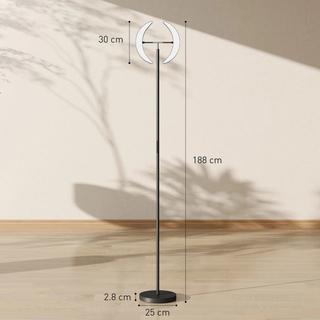 Lampada da Terra Dimmerabile LED ¨C Xylo ¨C Nero, Doppia Testa Girevole 350¡ã, Telecomando 2700K-6000K