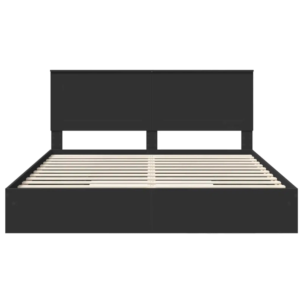 Letto con Contenitore Nero 200 x 200 cm Legno multistrato 3409518