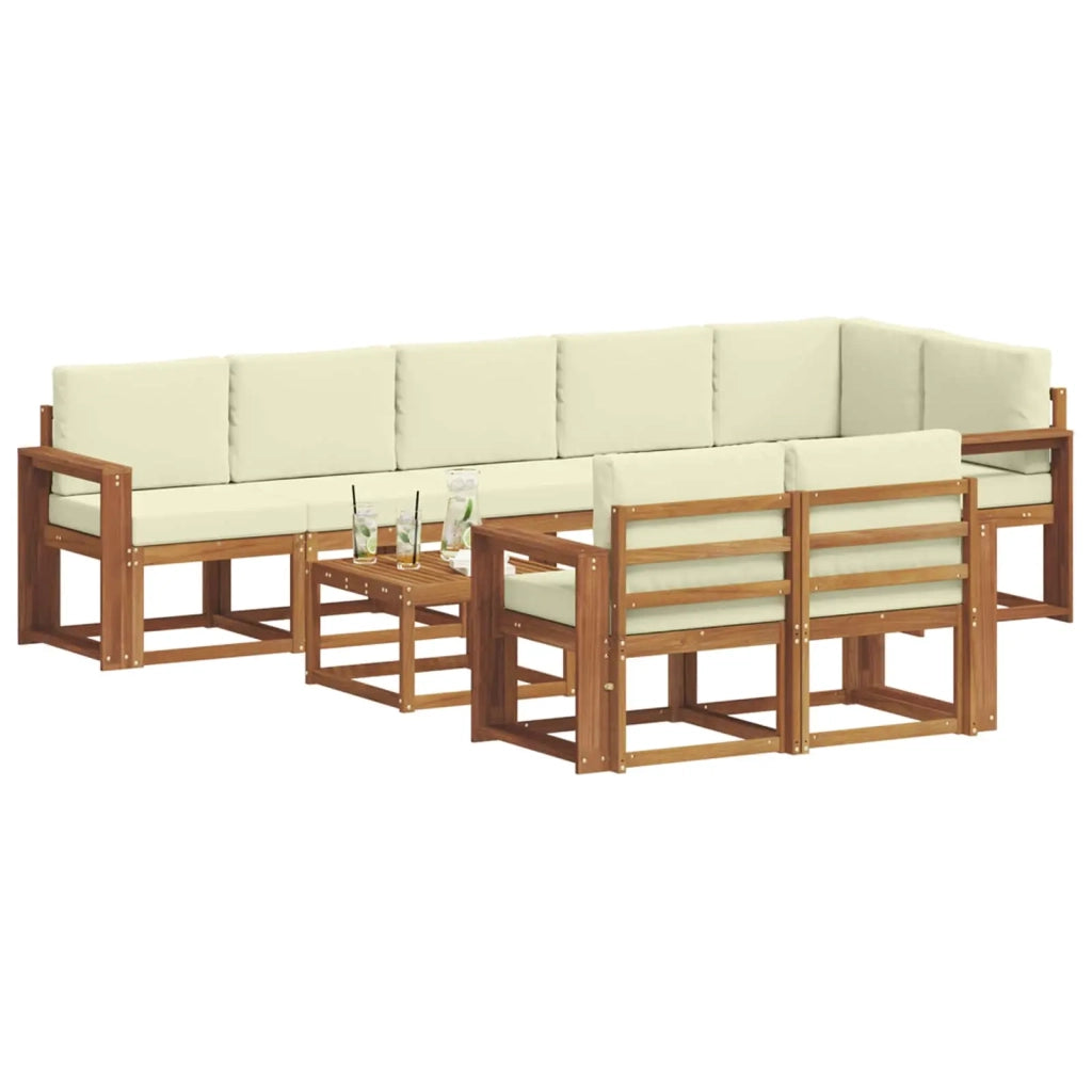 Set di divani da esterno con cuscino 9 pcs Naturale e Crema 3366608